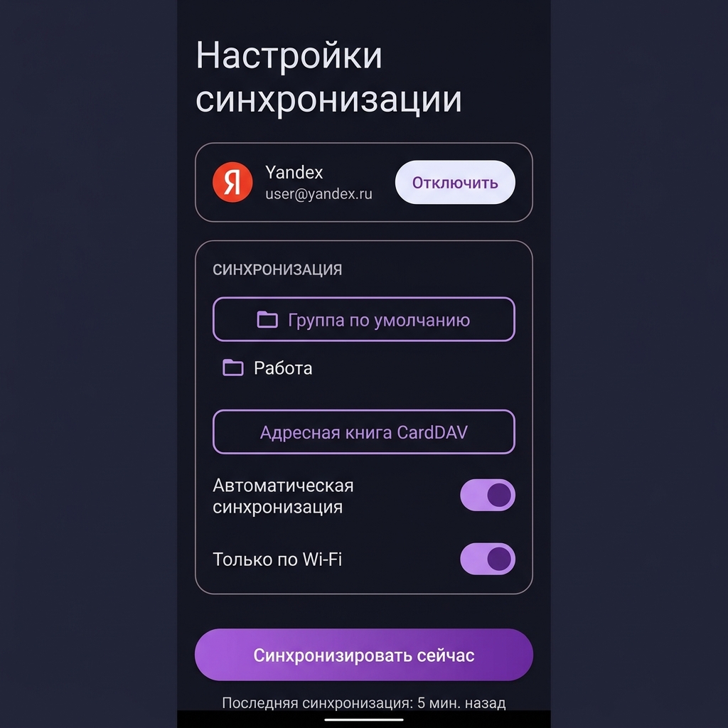 Настройки синхронизации CardDAV